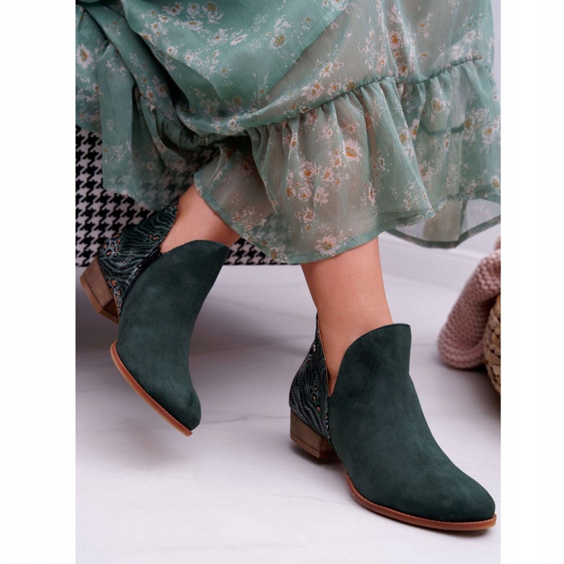 Women's Flat Boots Maciejka Spring Leather Green 04091-19 2