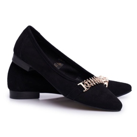 Women's Ballerinas Black Leather Suede Nicole 2466 Beferr 1