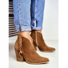 Women's Leather Boots on Heel Laura Messi Camel 2133 brown 1