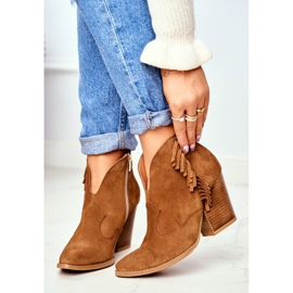 Women's Leather Boots on Heel Laura Messi Camel 2133 brown 2