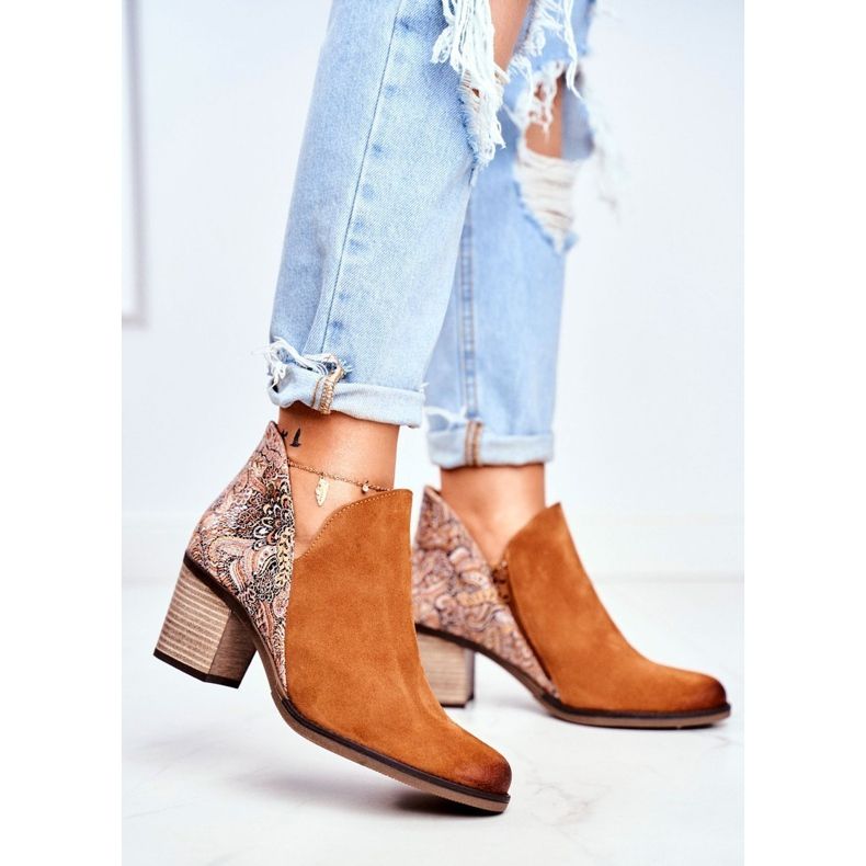 Women's Boots On Heel Maciejka Spring Leather Red 04492-29 brown 1