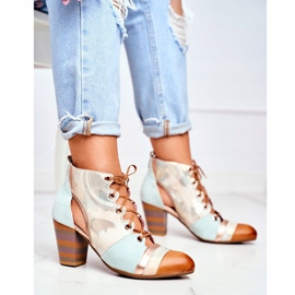 Women's Boots On Heel Leather Maciejka Spring 03938-04 beige multicolored green 2