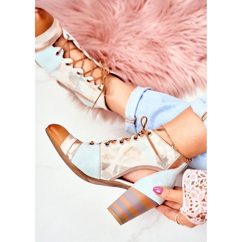 Women's Boots On Heel Leather Maciejka Spring 03938-04 beige multicolored green 1