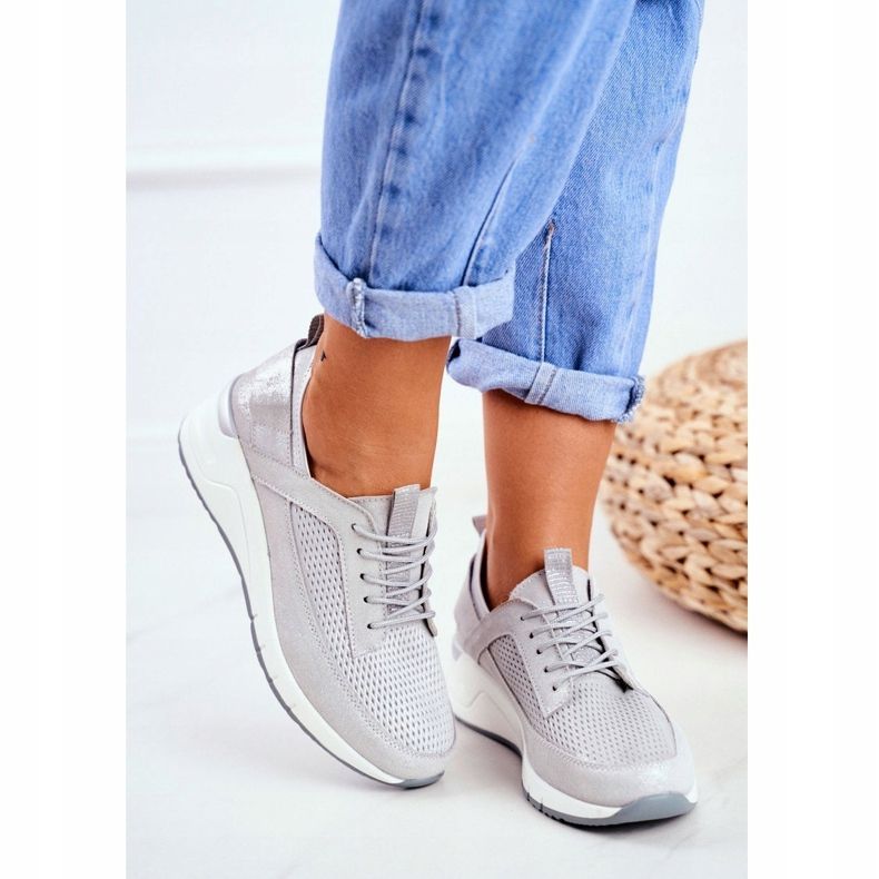 EVE Women's Sport Shoes Leather Silver Love Me grey 1