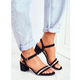 S.Barski Women's Sandals On Heel With Glitter Black Wixi 1