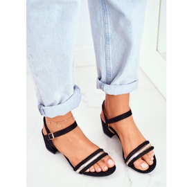 S.Barski Women's Sandals On Heel With Glitter Black Wixi 2