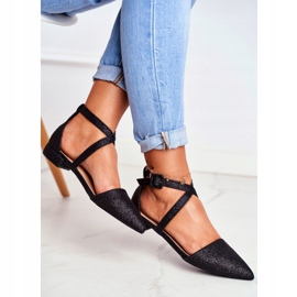 PS1 Women's Glitter Ballerinas in Spitz Black Vontare 2