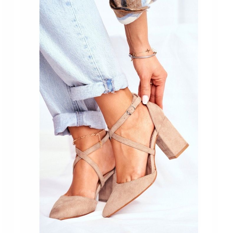 PS1 Women's Pumps On A Heel In Spitz Beige Traffic 1