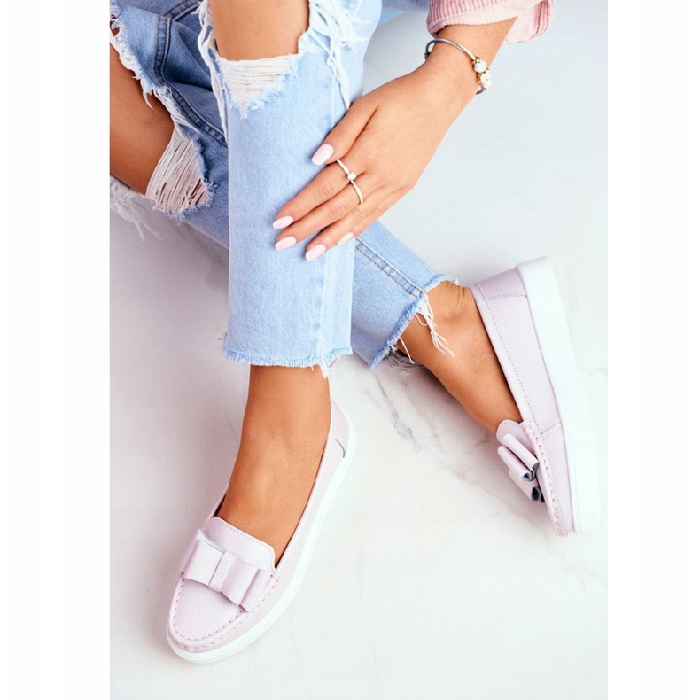 S.Barski Women's Loafers in Leather Pink Lovren 2