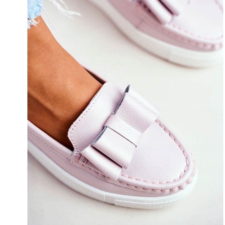 S.Barski Women's Loafers in Leather Pink Lovren 1