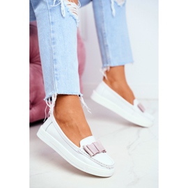 S.Barski Women's Loafers in Leather White and Pink Lovren 2