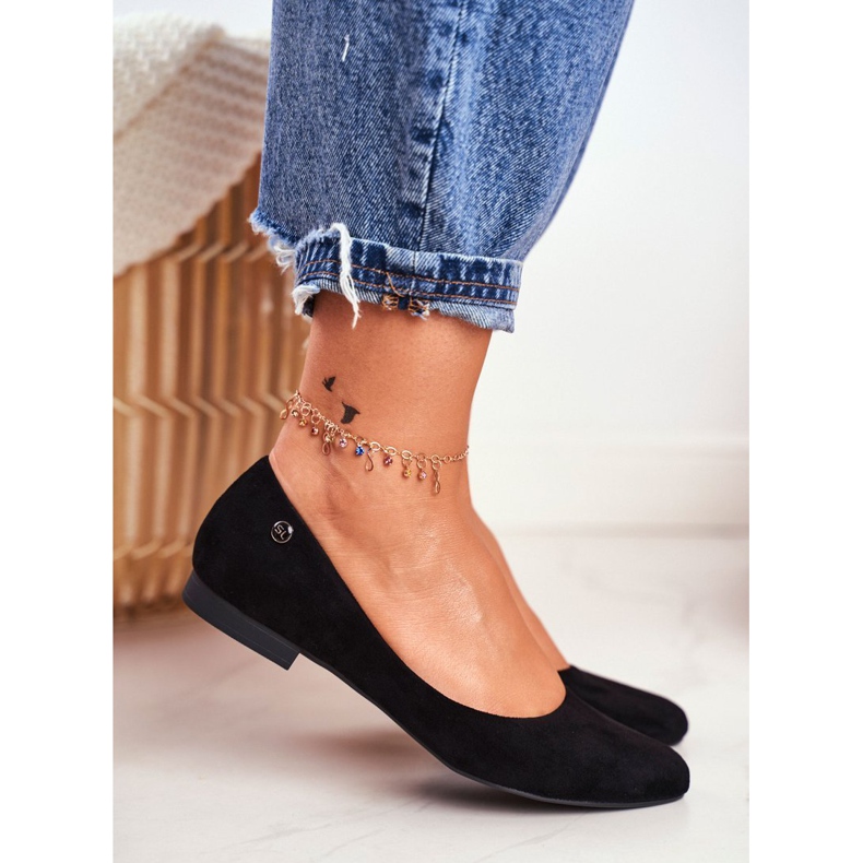 Women's Suede Ballerinas Sergio Leone BL611 Black Nemsis 1