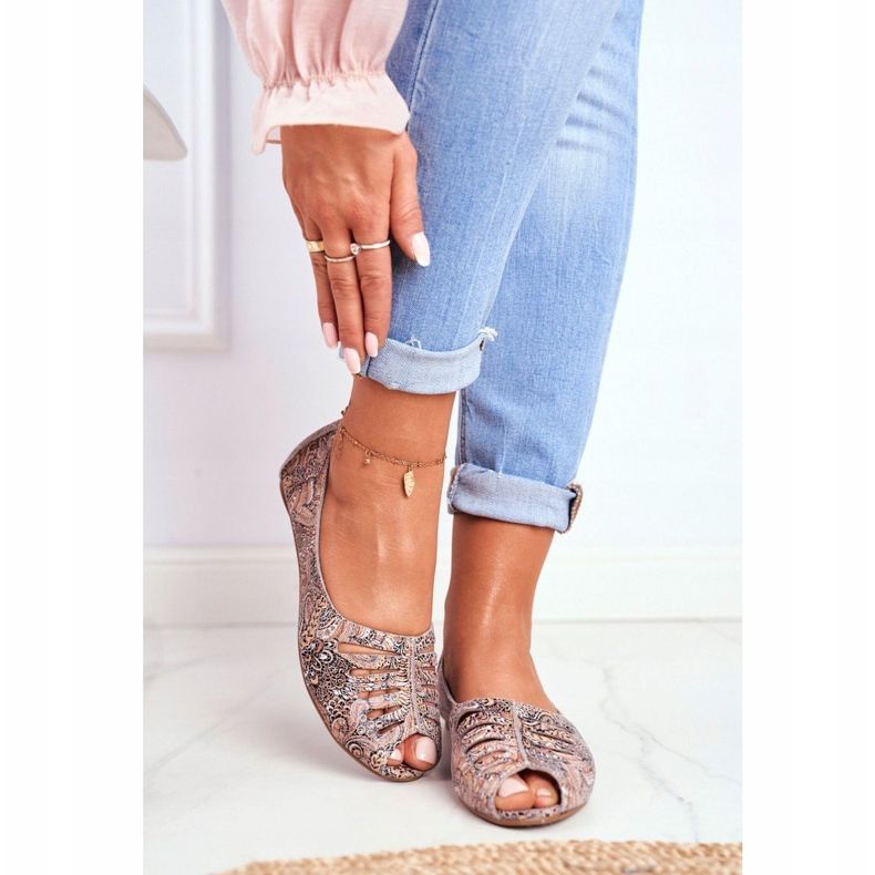 Women's Ballerinas Maciejka Leather Brown with patterns 03497-21 multicolored 1