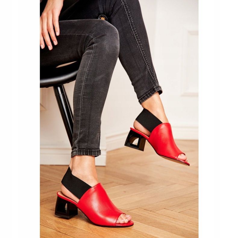 Women's Sandals On A High Heel Laura Messi Leather Red Grehno 1919 1