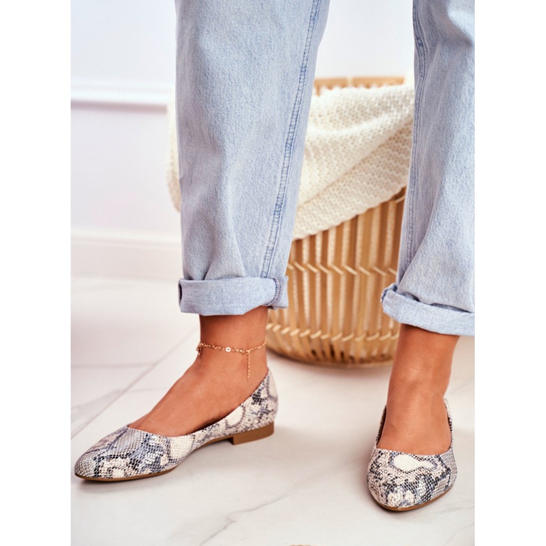 Women's Ballerinas Sergio Leone White Snake BL611 Nemsis grey multicolored 2