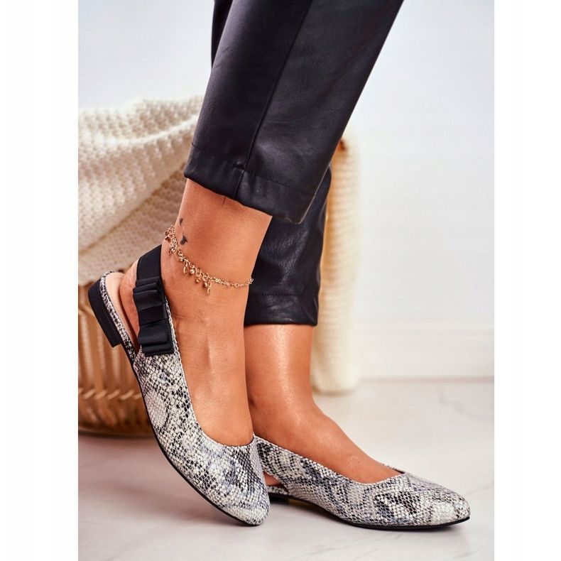 Women's Ballerinas Sergio Leone Gray Snake BL615 Lilon black grey 1