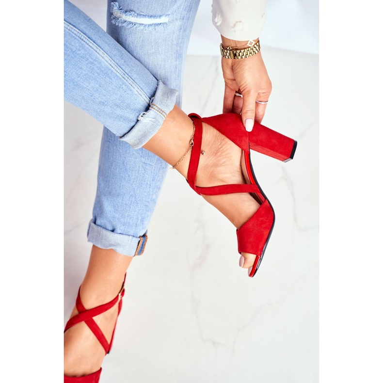 Women's Sandals On High Heel Sergio Leone Red SK865 1