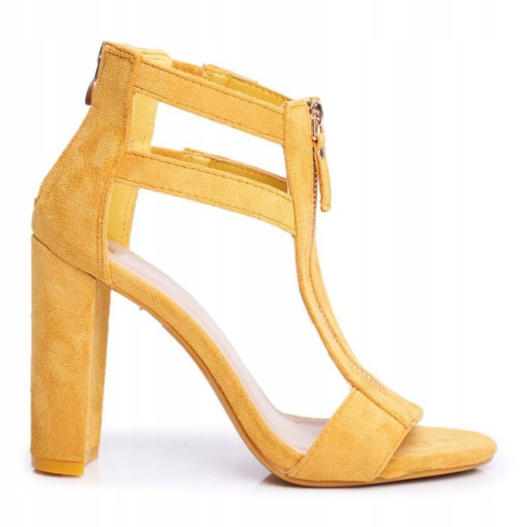 PS1 Women's Sandals On Heel Suede Yellow Folly 1 PS1 Women's Sandals On Heel Suede Yellow Folly 1