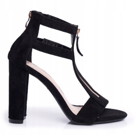 PS1 Women's Sandals On Heel Suede Black Folly 1