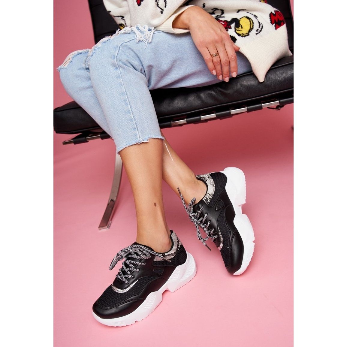 PS1 Women s Sport Shoes Snake Black Giselle KeeShoes