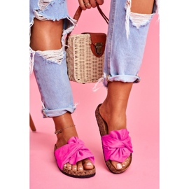 PS1 Women's Slippers On Cork Bows Fuchsia Felis pink 1