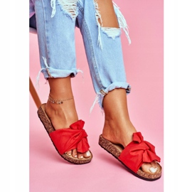 PS1 Women's Slippers On Cork Bows Red Felis 1