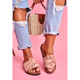 SEA Women's Slippers On Cork Bows Pink Felis 2