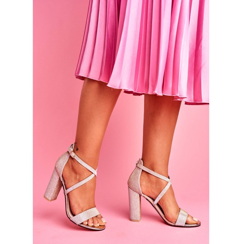 SEA Women's Sandals On A Heel Glitter Golden Vivi 1