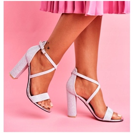 PS1 Women's Sandals On A Heel Brocade Silver Vivi grey 2