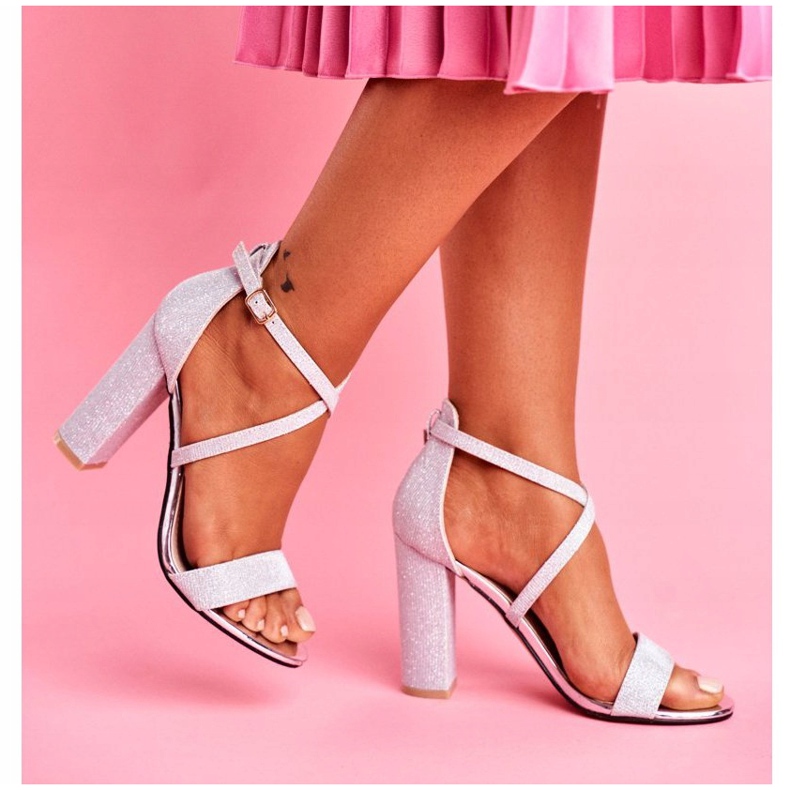 PS1 Women's Sandals On A Heel Brocade Silver Vivi grey 2