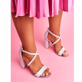 PS1 Women's Sandals On A Heel Brocade Silver Vivi grey 1