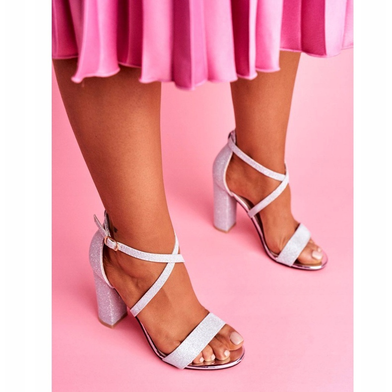 PS1 Women's Sandals On A Heel Brocade Silver Vivi grey 1