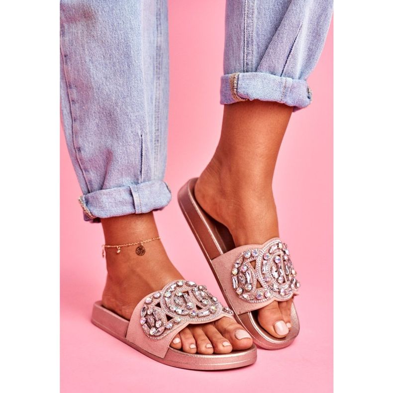 PS1 Women's Slippers With Crystals Pink Gold Audrey yellow 1 PS1 Women's Slippers With Crystals Pink Gold Audrey yellow 1