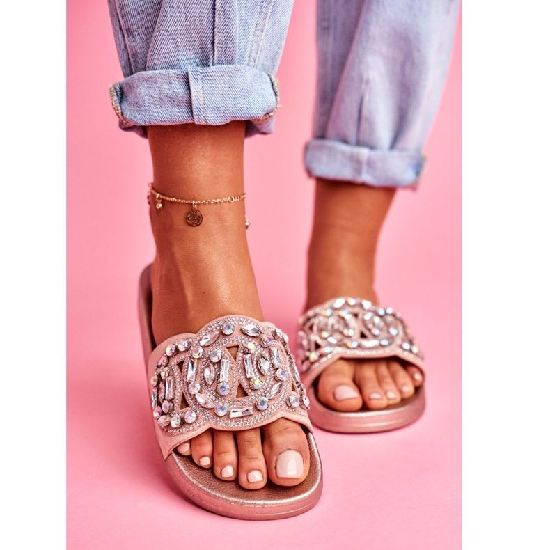 PS1 Women's Slippers With Crystals Pink Gold Audrey yellow 2 PS1 Women's Slippers With Crystals Pink Gold Audrey yellow 2