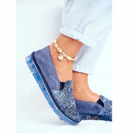 Women's Brogues Maciejka Slip-on Leather Navy Blue 03512-45 1 Women's Brogues Maciejka Slip-on Leather Navy Blue 03512-45 1