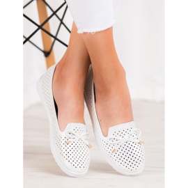 Weide Openwork loafers with glitter white grey 1