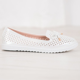 Weide Openwork loafers with glitter white grey 2