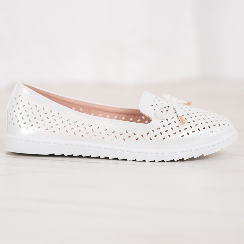 Weide Openwork loafers with glitter white grey 2