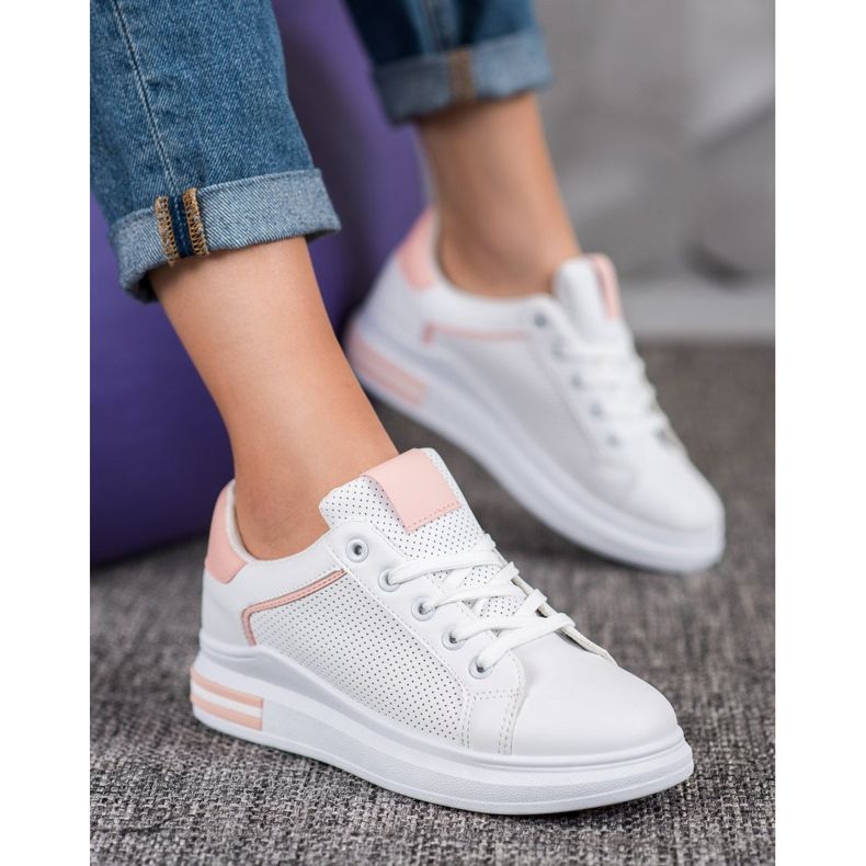 Weide Eco Leather Sneakers white pink 1 Weide Eco Leather Sneakers white pink 1