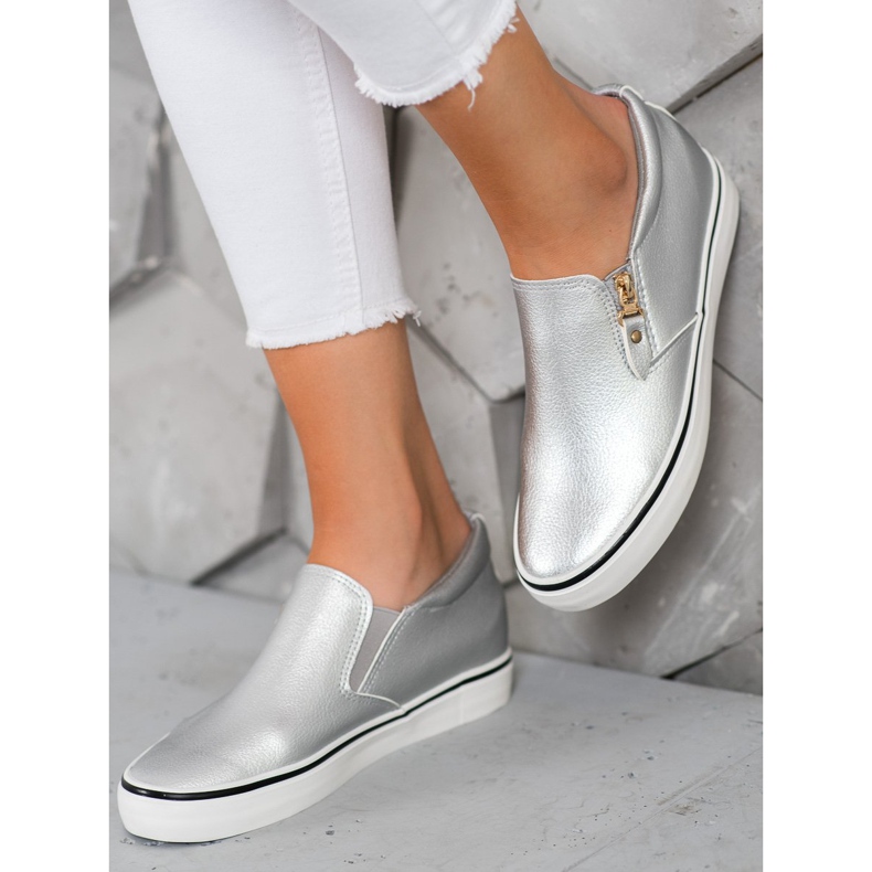 SHELOVET Gray Slipons With A Zipper grey 1