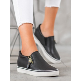 SHELOVET Black Slipons With A Zipper 2