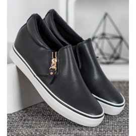 SHELOVET Black Slipons With A Zipper 1