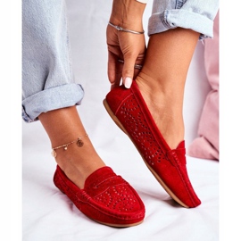 S.Barski Women's Loafers with openwork leather Red Salem 1