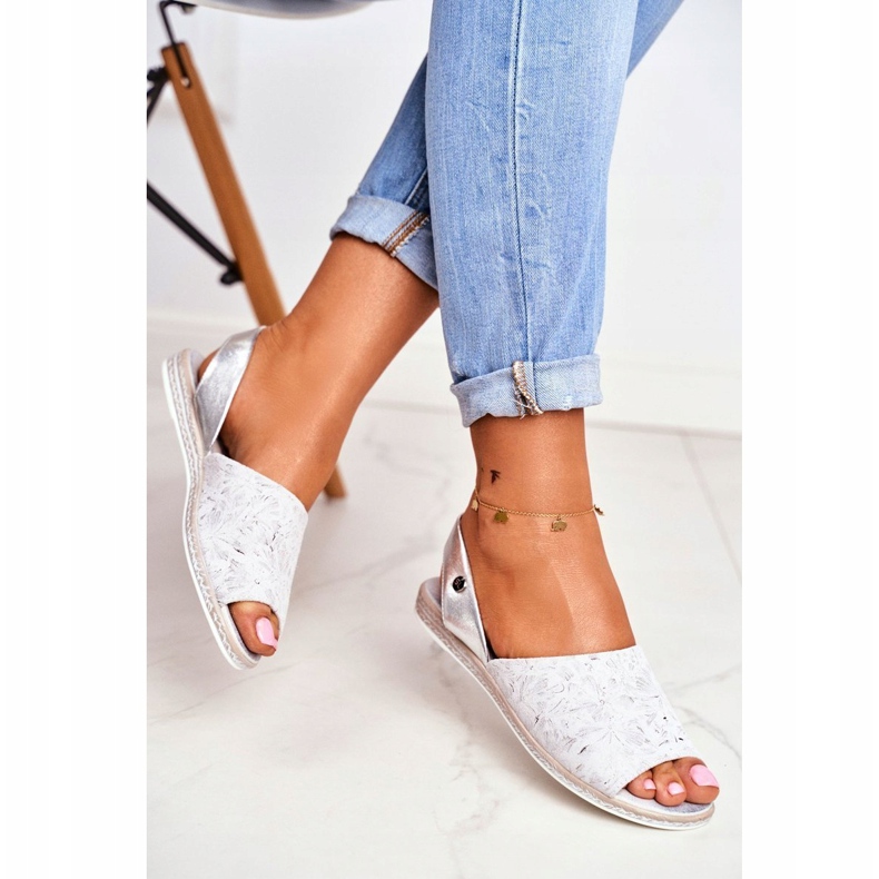 Women's Sandals Flat Sergio Leone Silver SK030 grey 2