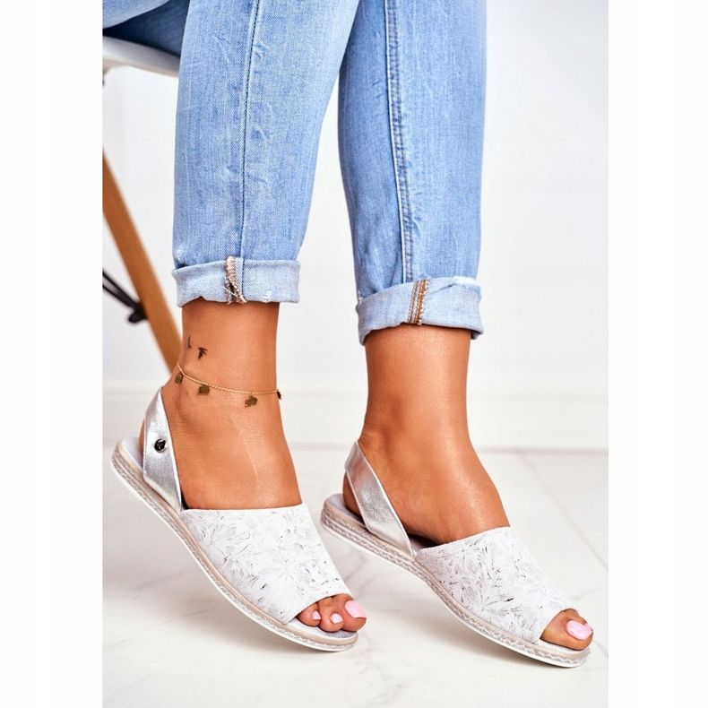 Women's Sandals Flat Sergio Leone Silver SK030 grey 1