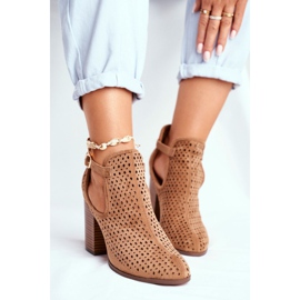 Women's Boots On Heel Suede Openwork Camel Morrena brown 1