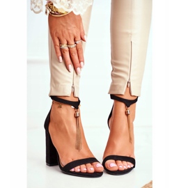 FW1 Black Suede Sandals on a Bar with Annick Fringe 2