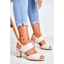 Women's Sandals On High Heel Sergio Leone Beige Perła SK778 1