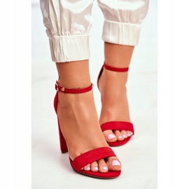 FW1 Women's Sandals On Heel Suede Red Anastasie 2