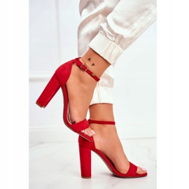 FW1 Women's Sandals On Heel Suede Red Anastasie 1